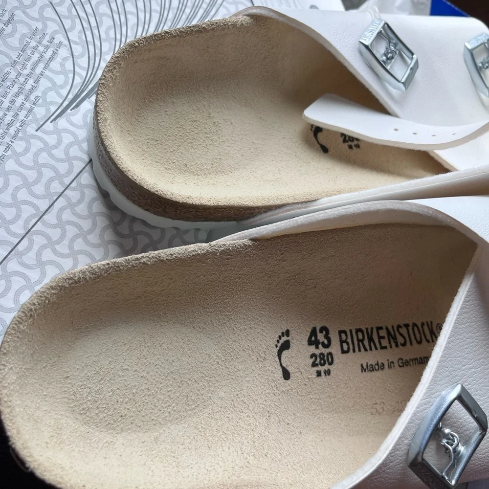 NEW Birkenstock Zurich Sandals White Leather Size 43N